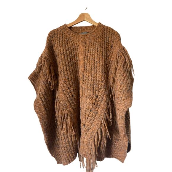 NWOT Anthropologie Sweater  Poncho Brown One Size - Picture 1 of 4